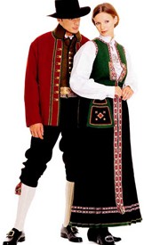 This is a photo of "Sunnfjordsbunaden" wich is the one I have from my part of the country. It shows the female and male version of the clothing.